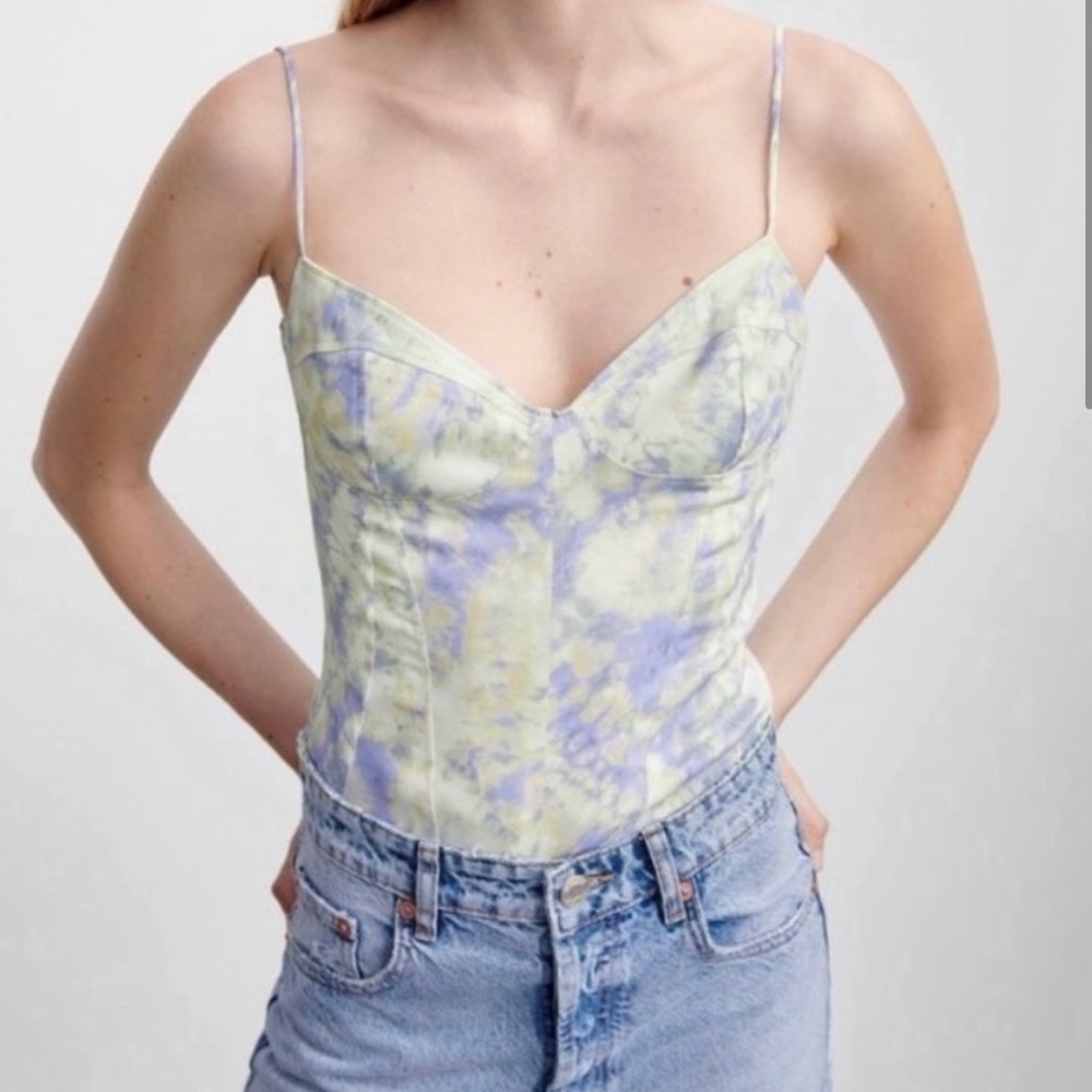 Watercolor Bustier Bodysuit, Size Small